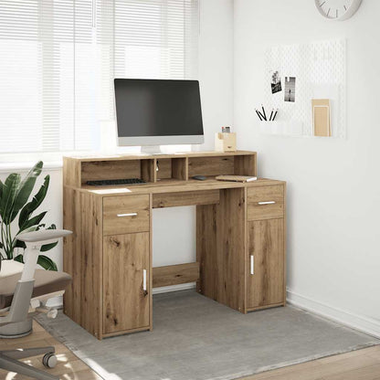 Scrivania con Luci LED Rovere 120x55x91 cm in Legno Multistrato