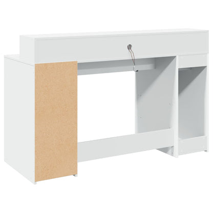 Scrivania con Luci LED Bianca 140x55x91 cm in Legno Multistrato | homemem39