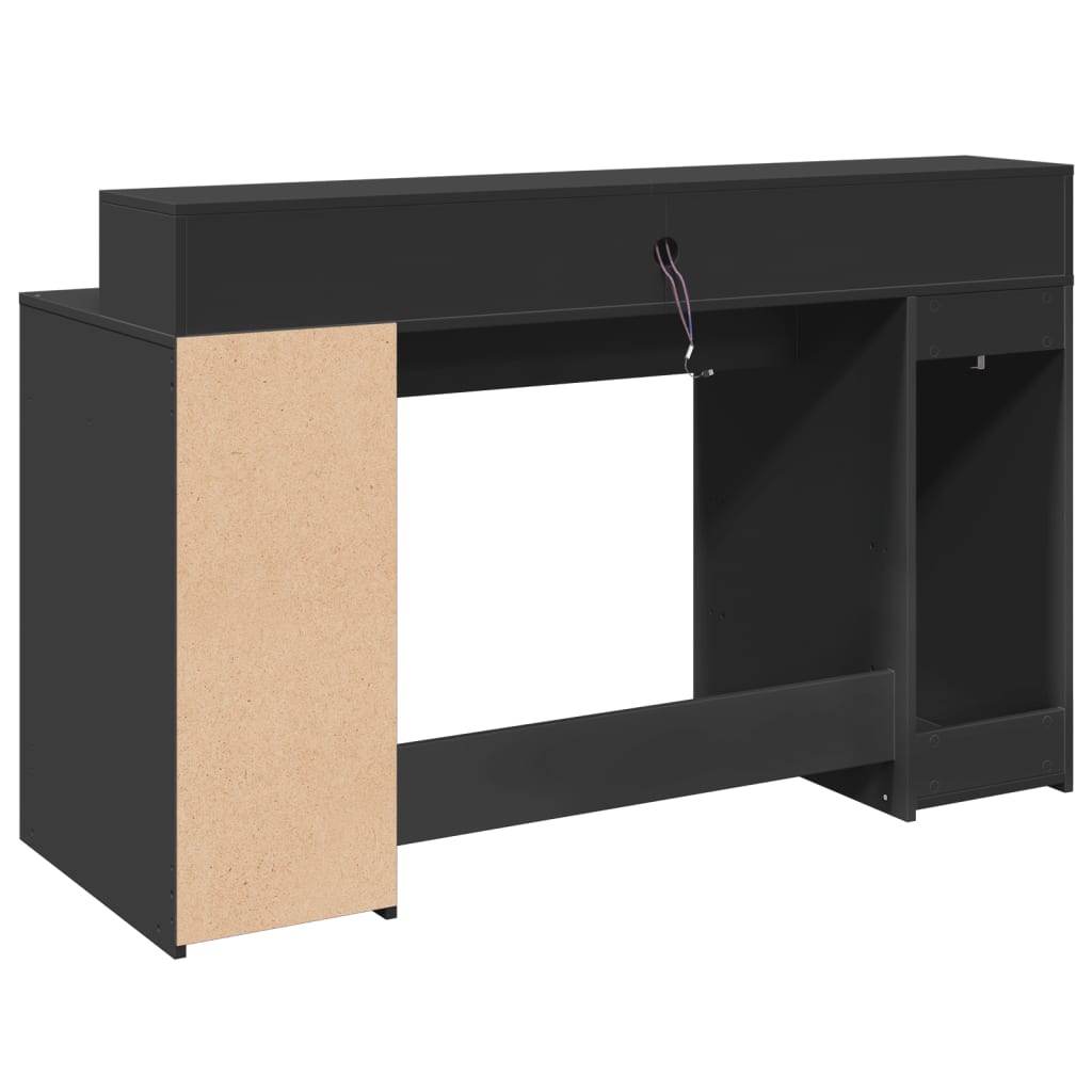 Scrivania con Luci LED Nera 140x55x91 cm in Legno Multistrato - homemem39