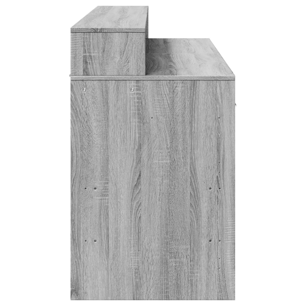 Scrivania con Luci LED Grigio Sonoma 140x55x91cm in Multistrato | homemem39