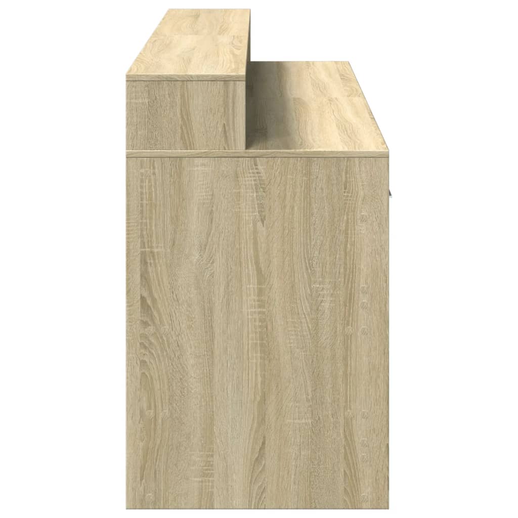 Scrivania con Luci LED Rovere Sonoma 160x55x91cm in Multistrato - homemem39
