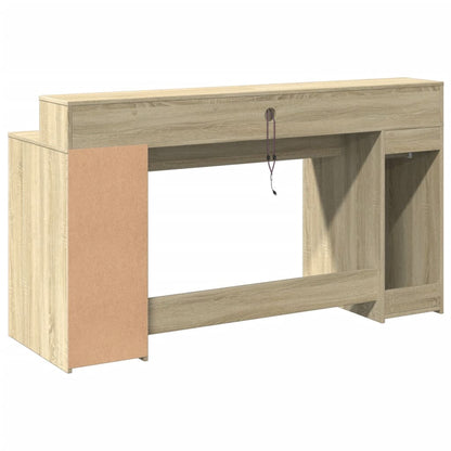 Scrivania con Luci LED Rovere Sonoma 160x55x91cm in Multistrato | homemem39