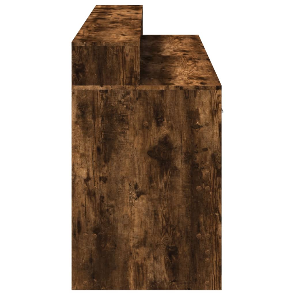 Scrivania con Luci LED Rovere Fumo 160x55x91 cm in Multistrato - homemem39