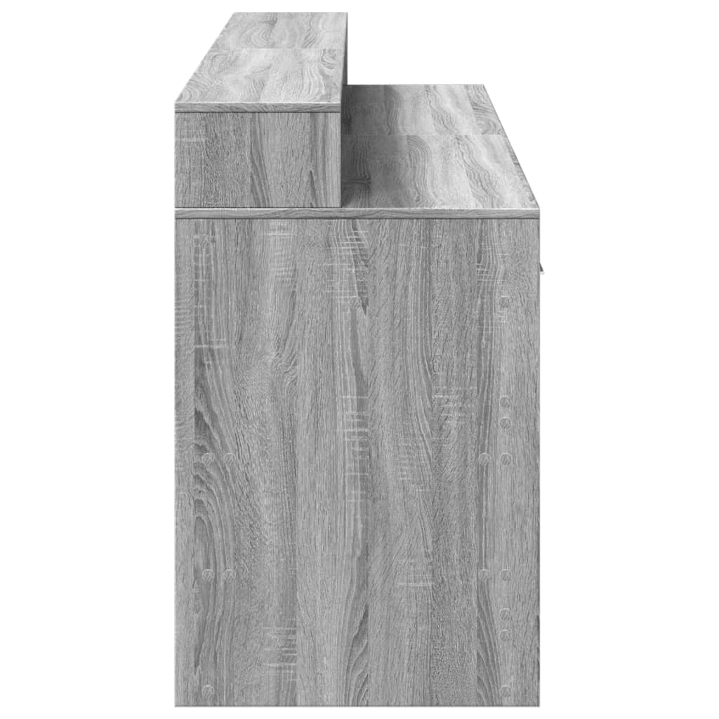 Scrivania con Luci LED Grigio Sonoma 160x55x91cm in Multistrato | homemem39