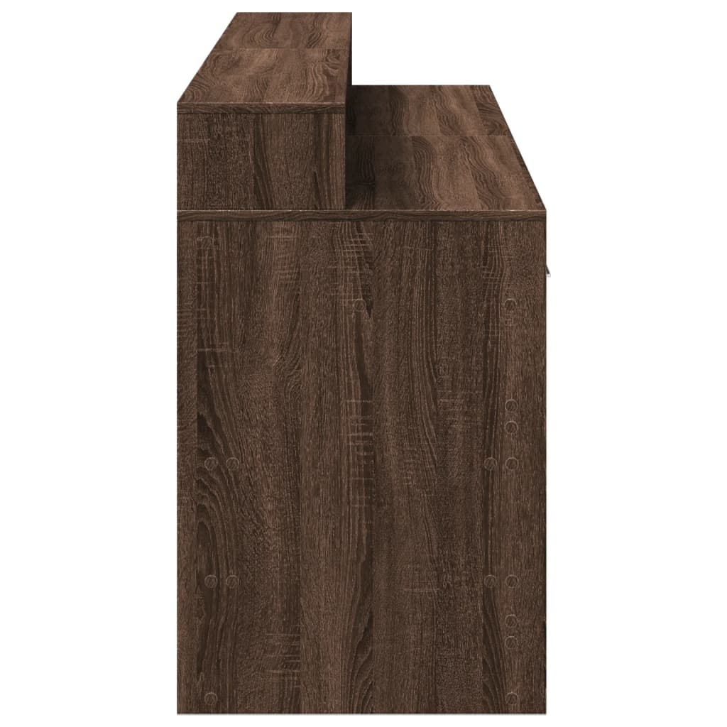 Scrivania con Luci LED Marrone Rovere 160x55x91 cm Multistrato - homemem39