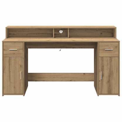 Scrivania con Luci LED Rovere 160x55x91 cm in Legno Multistrato - homemem39