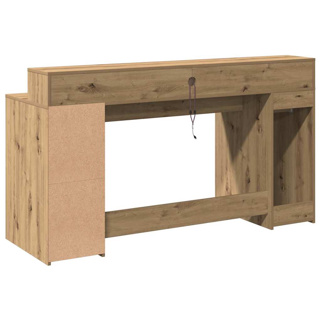 Scrivania con Luci LED Rovere 160x55x91 cm in Legno Multistrato