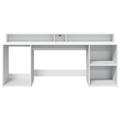Scrivania con Luci LED Bianca 200x55x91 cm in Truciolato