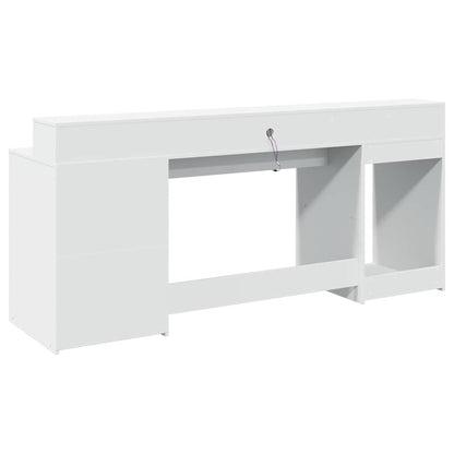Scrivania con Luci LED Bianca 200x55x91 cm in Truciolato