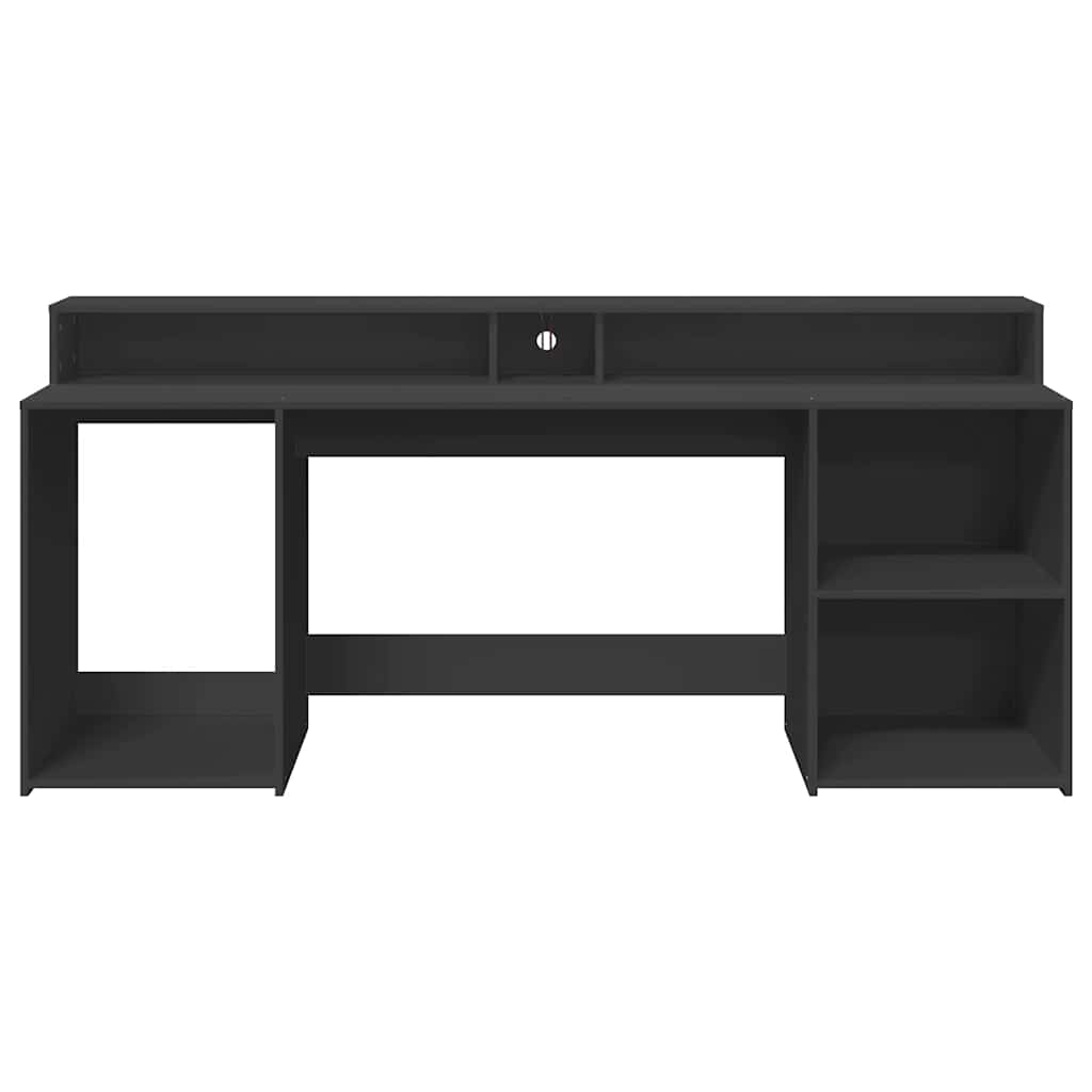 Scrivania con Luci LED Nera 200x55x91 cm in Truciolato | homemem39
