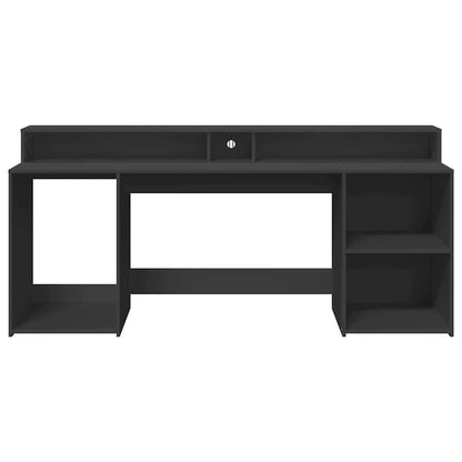 Scrivania con Luci LED Nera 200x55x91 cm in Truciolato | homemem39
