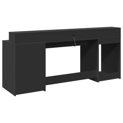 Scrivania con Luci LED Nera 200x55x91 cm in Truciolato - homemem39