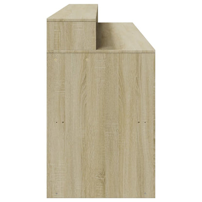 Scrivania con Luci LED Rovere Sonoma 200x55x91cm in Truciolato