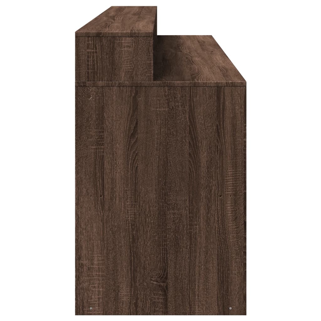 Scrivania con Luci LED Marrone Rovere 200x55x91 cm Truciolato | homemem39