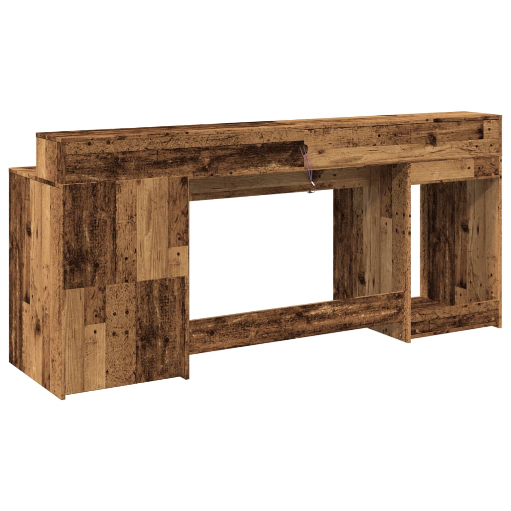 Scrivania con Luci LED Legno Antico 200x55x91 cm in Truciolato