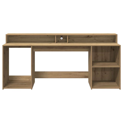Scrivania con LED Rovere Artigianale 200x55x91 cm in Truciolato | homemem39
