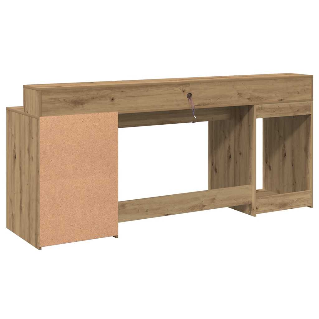 Scrivania con LED Rovere Artigianale 200x55x91 cm in Truciolato | homemem39