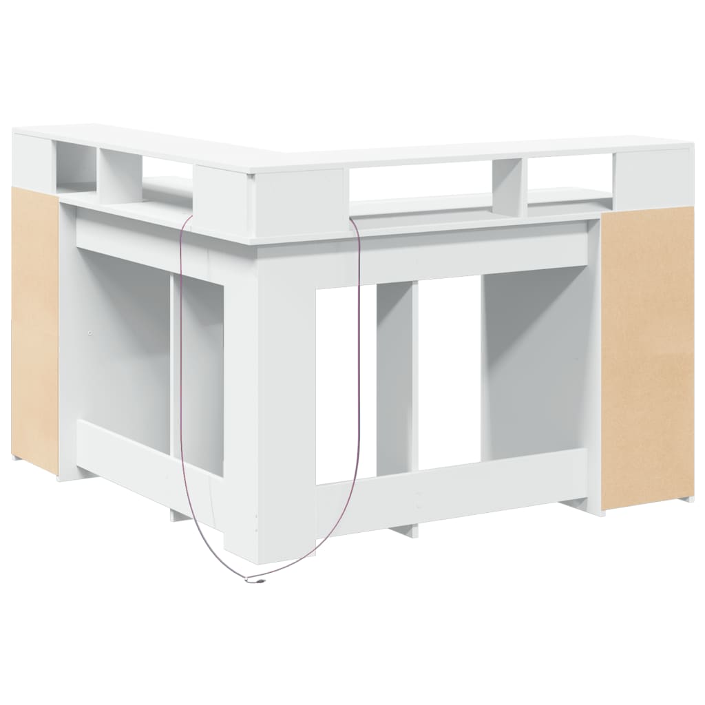 Scrivania con Luci LED Bianca 130x130x91 cm in Truciolato | homemem39