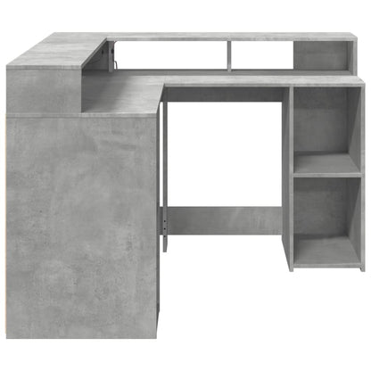 Scrivania con Luci LED Grigio Cemento 130x130x91 cm Multistrato | homemem39