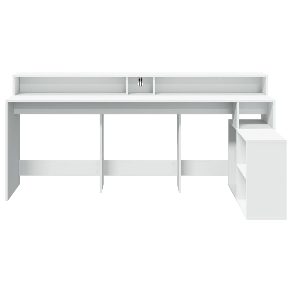 Scrivania con Luci LED Bianca 200x104x91 cm in Truciolato