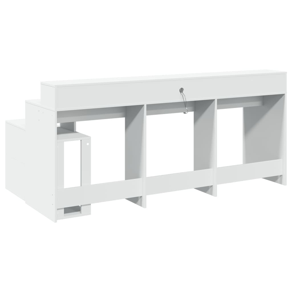 Scrivania con Luci LED Bianca 200x104x91 cm in Truciolato