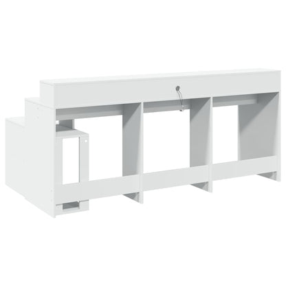 Scrivania con Luci LED Bianca 200x104x91 cm in Truciolato