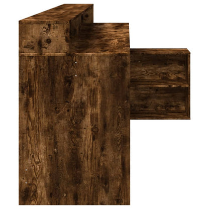 Scrivania con Luci LED Rovere Fumo 200x104x91 cm in Truciolato - homemem39