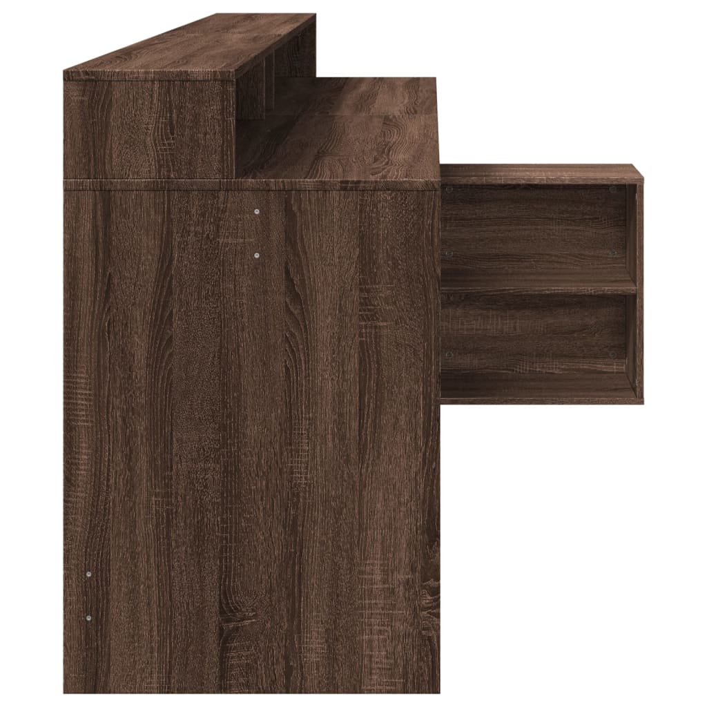 Scrivania con Luci LED Marrone Rovere 200x104x91 cm Truciolato - homemem39