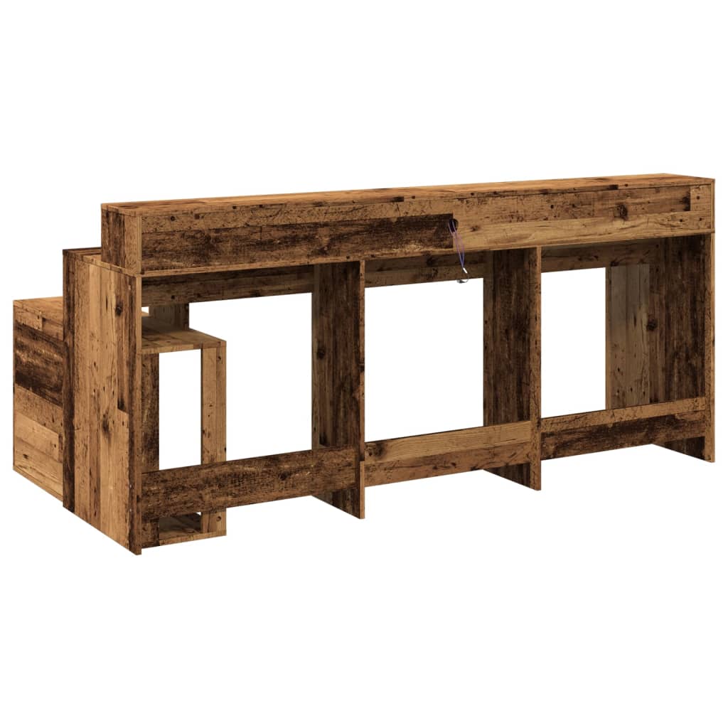 Scrivania con Luci LED Legno Antico 200x104x91 cm in Truciolato | homemem39