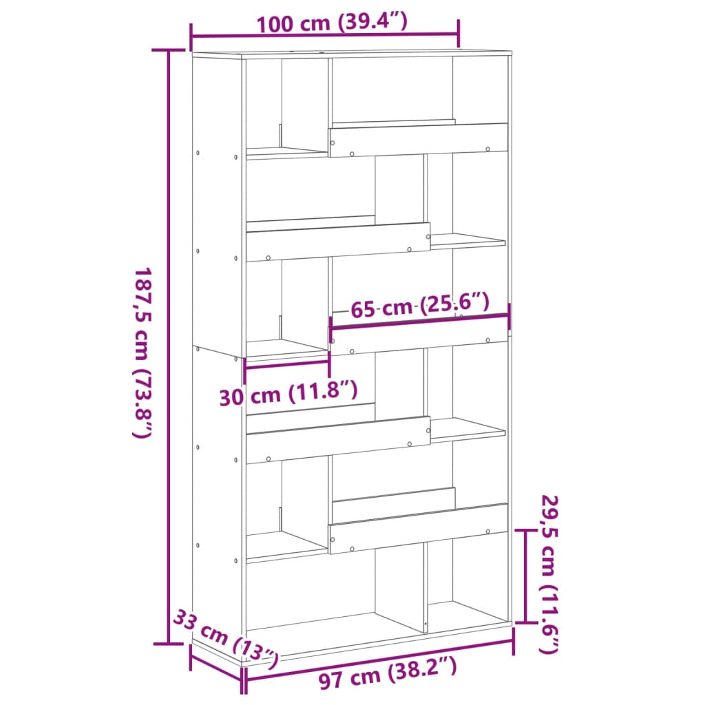 Libreria Rovere Marrone 100x33x187,5 cm in Truciolato