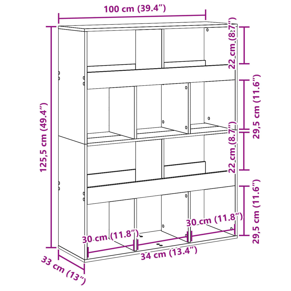 Divisorio Stanza Rovere Sonoma 100x33x125,5 cm in Truciolato