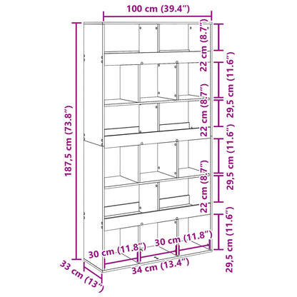 Libreria Grigio Cemento 100x33x187,5 cm in Truciolato