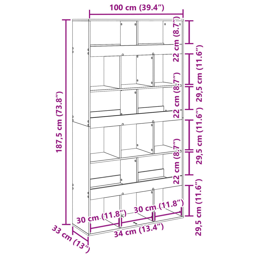 Libreria Rovere Fumo 100x33x187,5 cm in Truciolato | homemem39