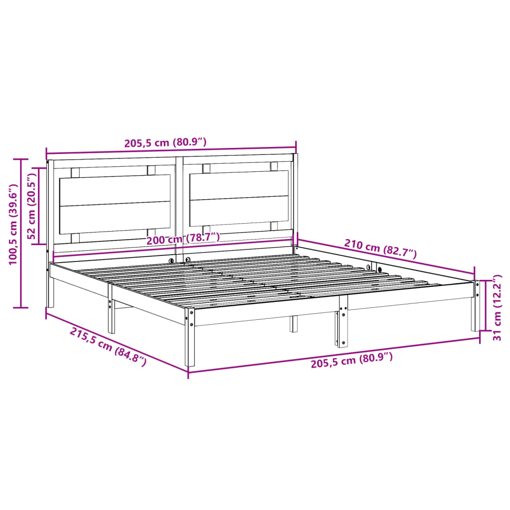 Giroletto Extra Lungo senza Materasso 200x210 cm Legno Massello | homemem39
