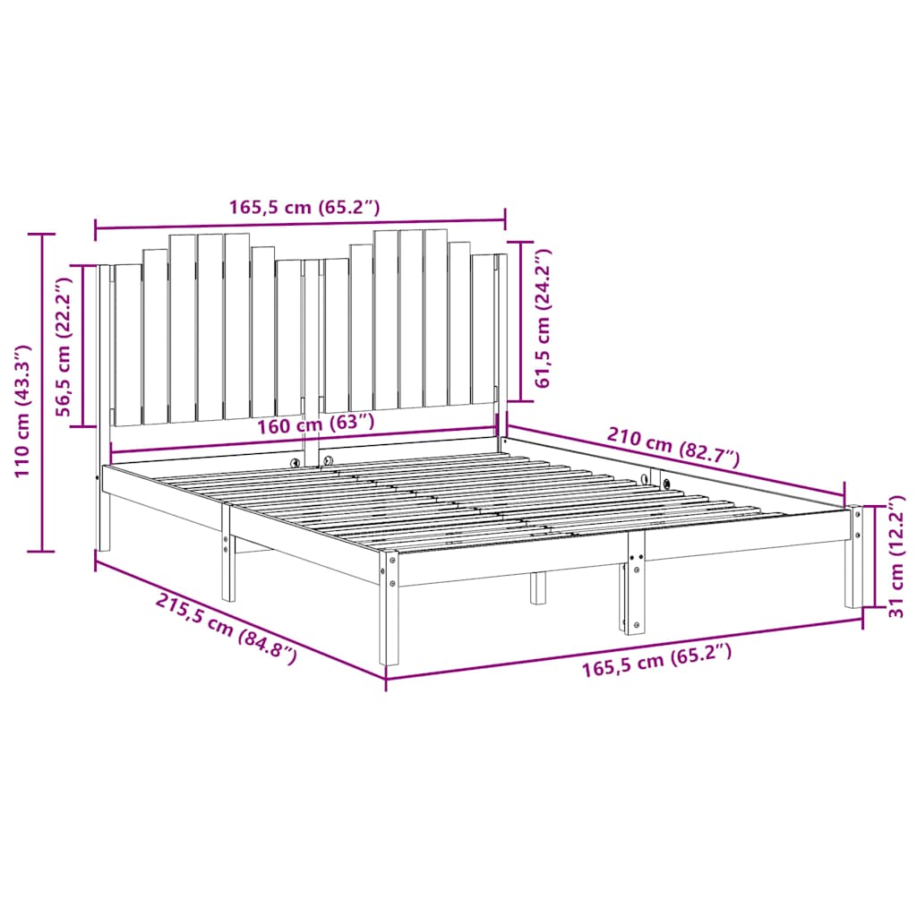 Giroletto Extra Lungo senza Materasso 160x210 cm Legno Massello | homemem39