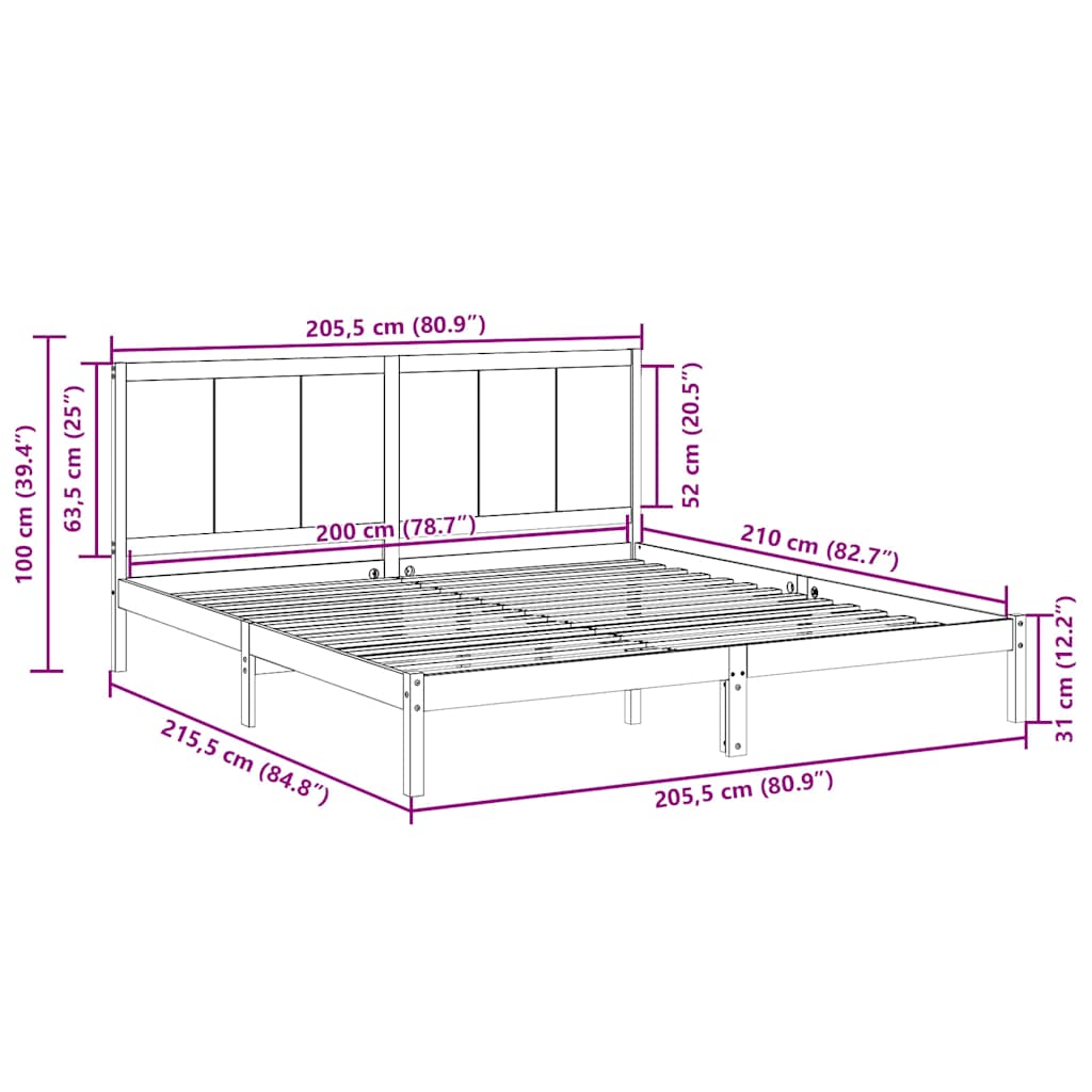 Giroletto Extra Lungo senza Materasso 200x210 cm Legno Massello | homemem39