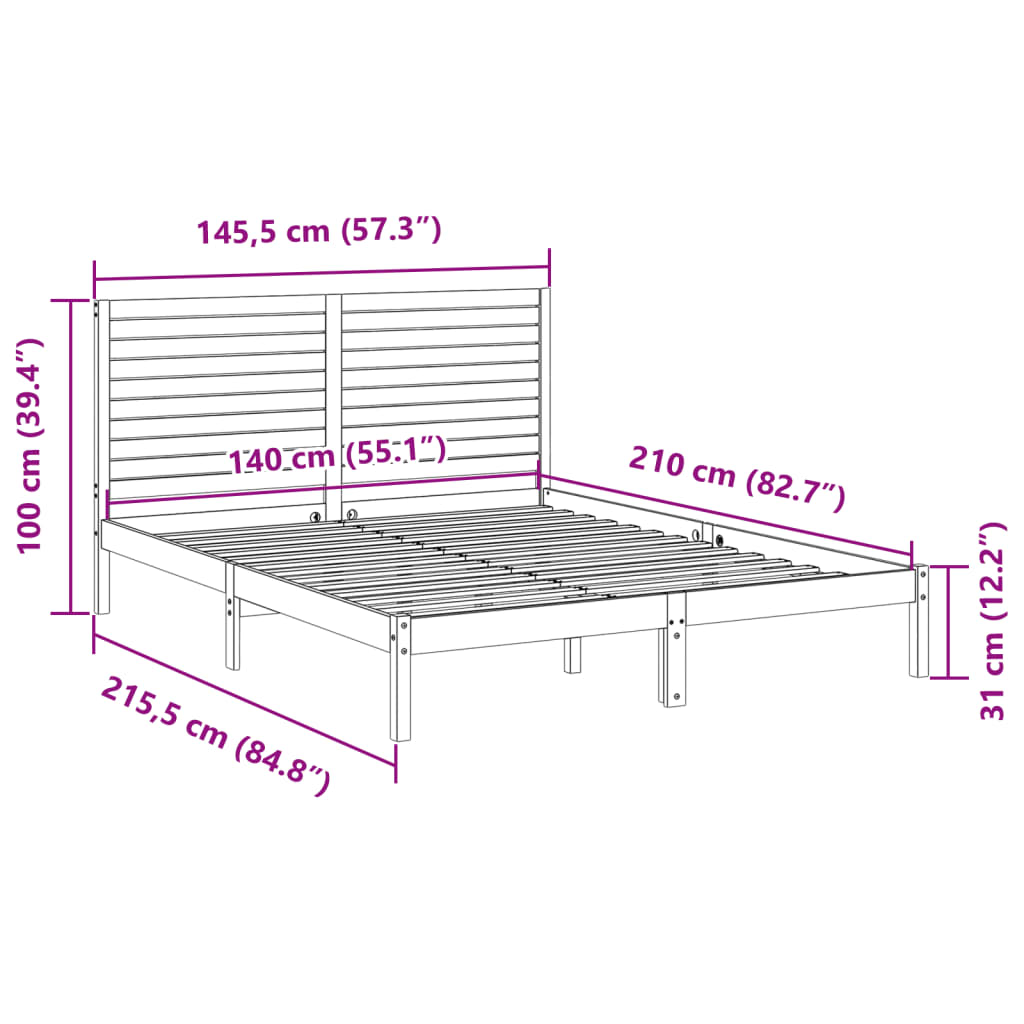 Giroletto Extra Lungo senza Materasso 140x210 cm Legno Massello | homemem39