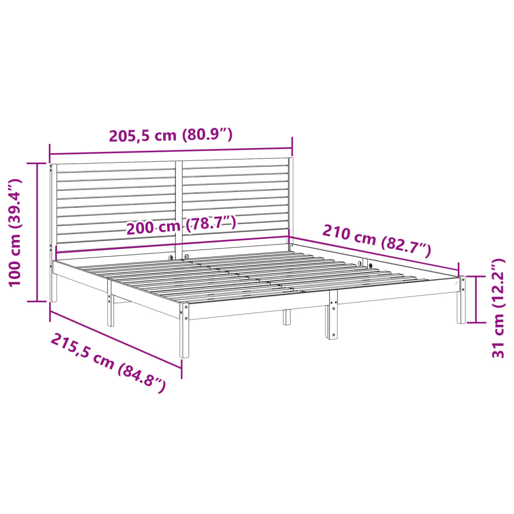 Giroletto Extra Lungo senza Materasso Bianco 200x210cm Massello | homemem39