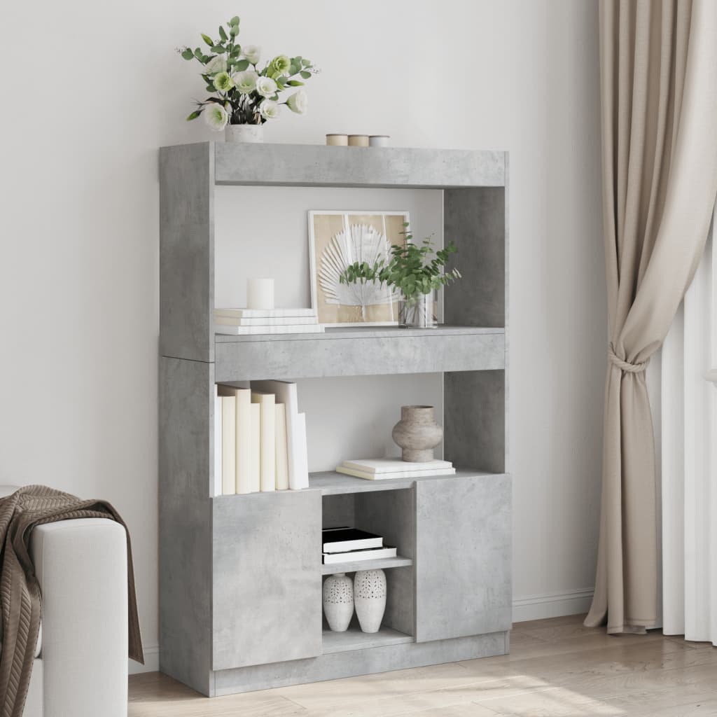 Credenza Grigio Cemento 92x33x140 cm in Legno Multistrato