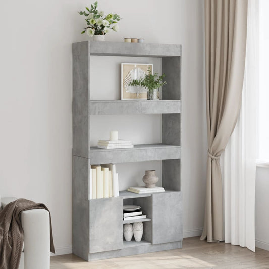 Credenza Grigio Cemento 92x33x180 cm in Legno Multistrato