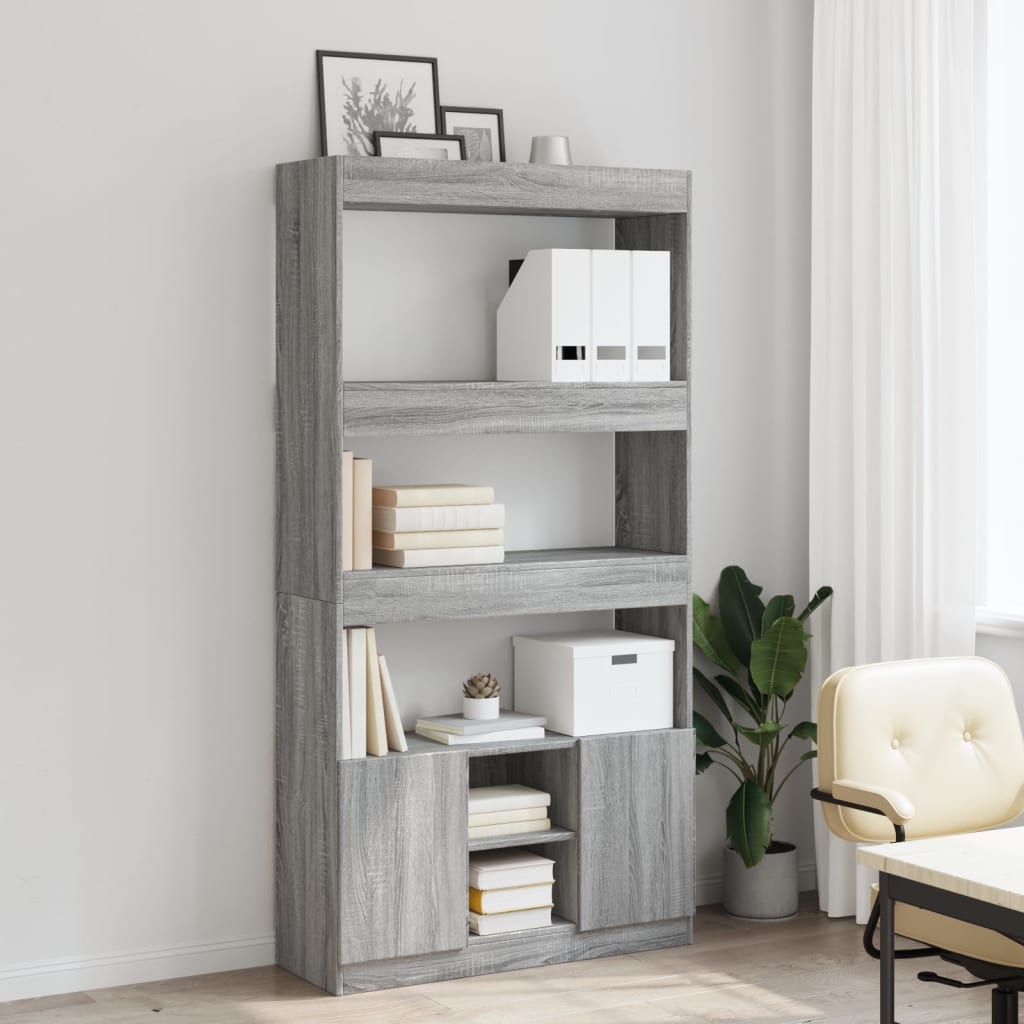 Credenza Grigio Sonoma 92x33x180 cm in Legno Multistrato