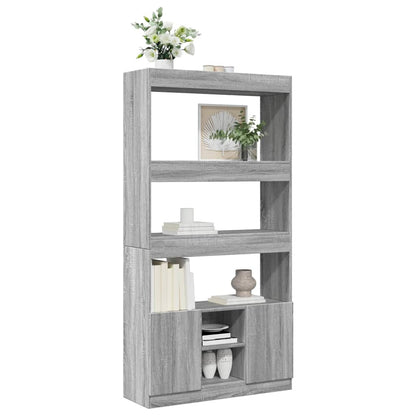 Credenza Grigio Sonoma 92x33x180 cm in Legno Multistrato