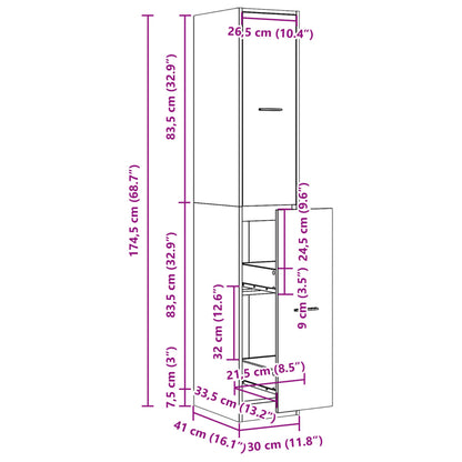 Armadietto da Farmacia Rovere Sonoma 30x41x174,5 cm Truciolato | homemem39