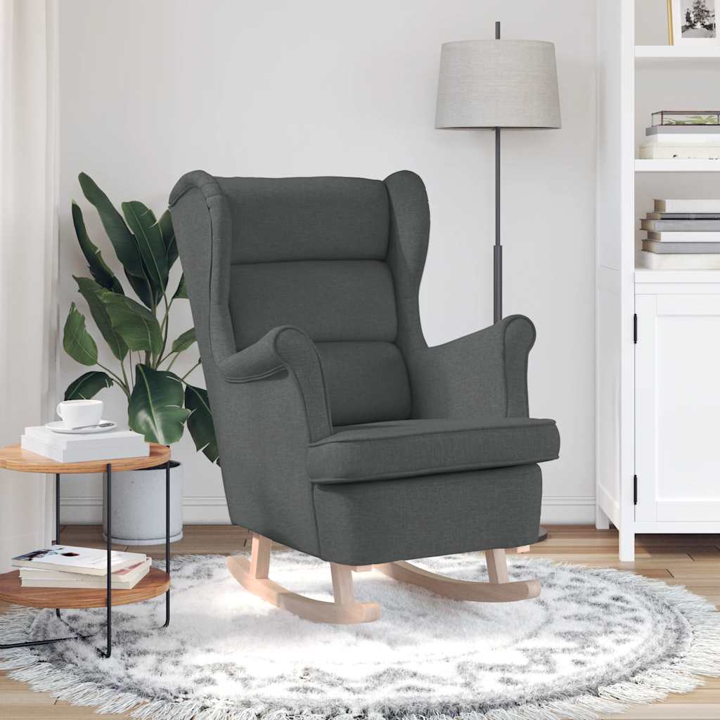 Sedia a Dondolo Grigio Scuro 74x90x102 cm in Tessuto | homemem39