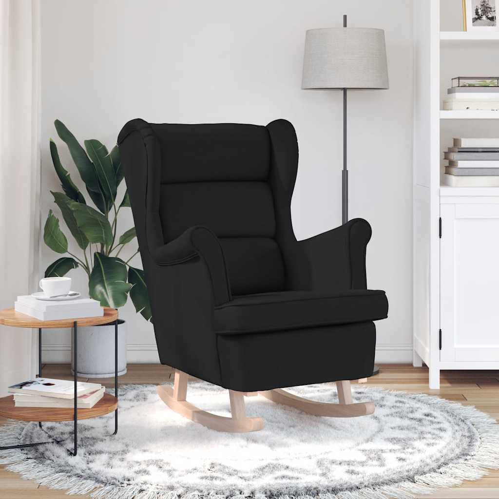 Sedia a Dondolo Nera 74x90x102 cm in Tessuto | homemem39
