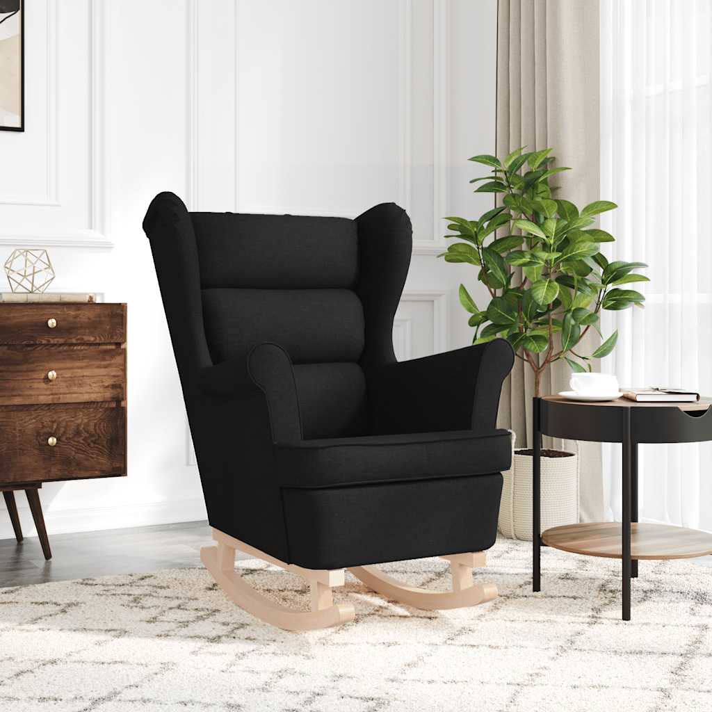 Sedia a Dondolo Nera 74x90x102 cm in Tessuto - homemem39