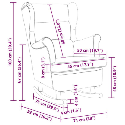 Sedia a Dondolo Rosso Vino 74x90x102 cm in Tessuto
