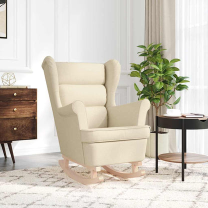 Sedia a Dondolo Crema 74x90x102 cm in Tessuto - homemem39