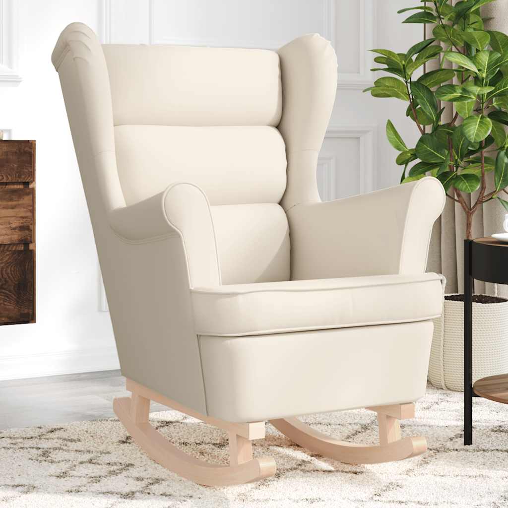 Sedia a Dondolo Crema 74x90x102 cm in Tessuto - homemem39