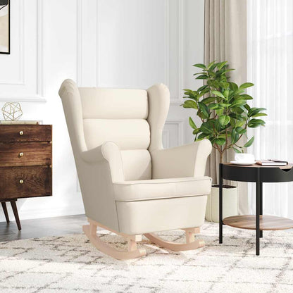 Sedia a Dondolo Bianca 74x90x102 cm in Lino - homemem39